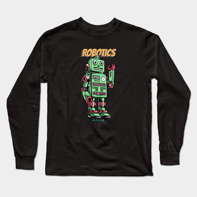 VINTAGE ROBOT Long Sleeve T-Shirt by Merchmatics